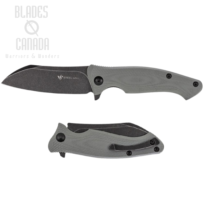 Steel Will Nutcracker Flipper Folding Knife, N690Co Black SW, G10 Gray, F24-20